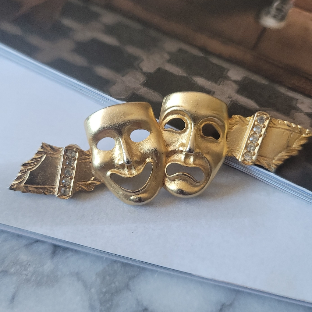 Cadoro Vintage Comedy And Tragedy Mask Brooch